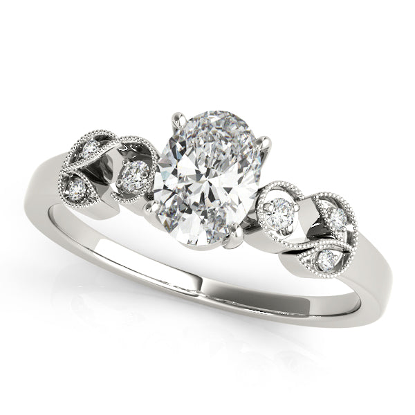 Oval Shape Milgrain Swirl Engagement Ring - Michael E. Minden Diamond Jewelers