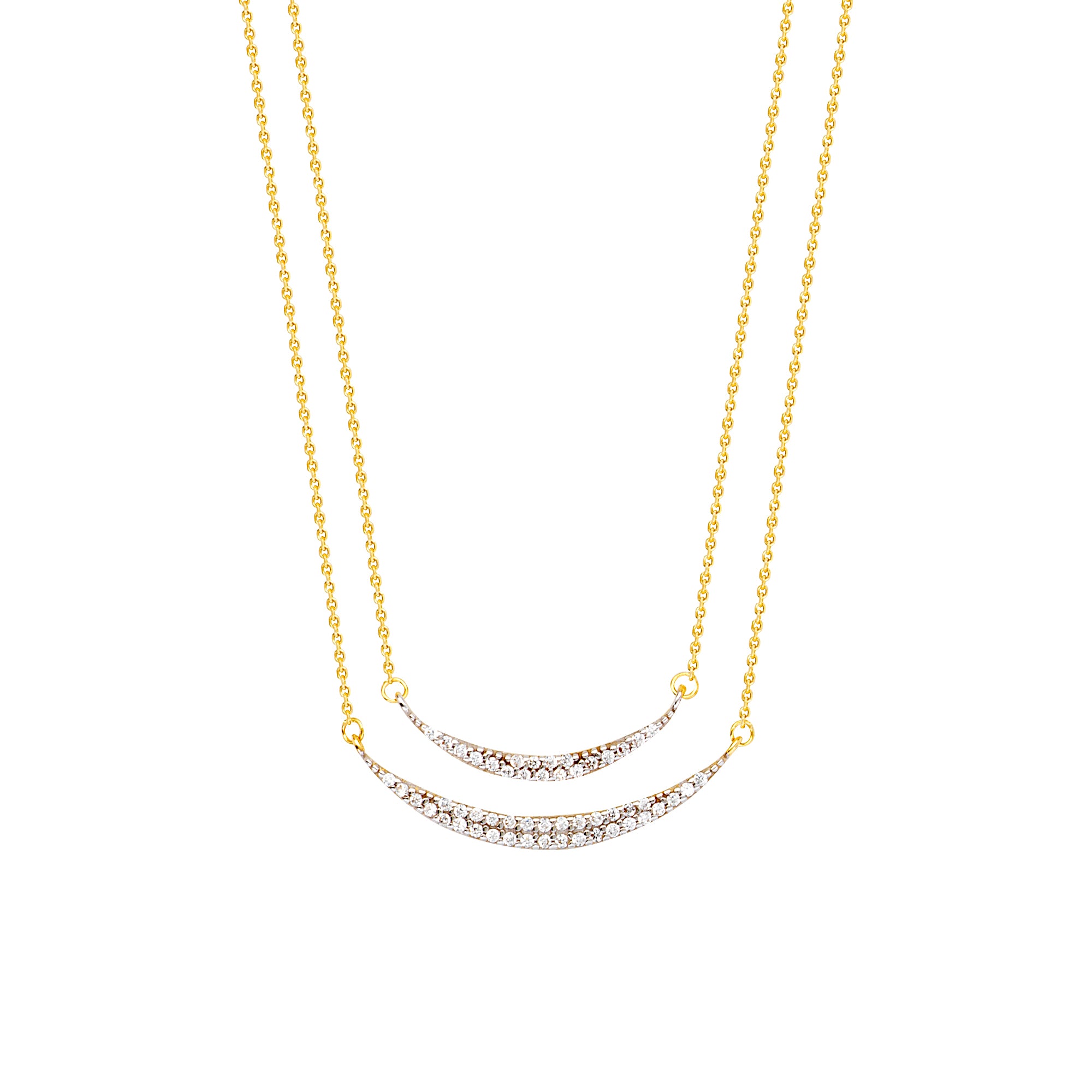 Duo CZ Crescent Necklace - Michael E. Minden Diamond Jewelers