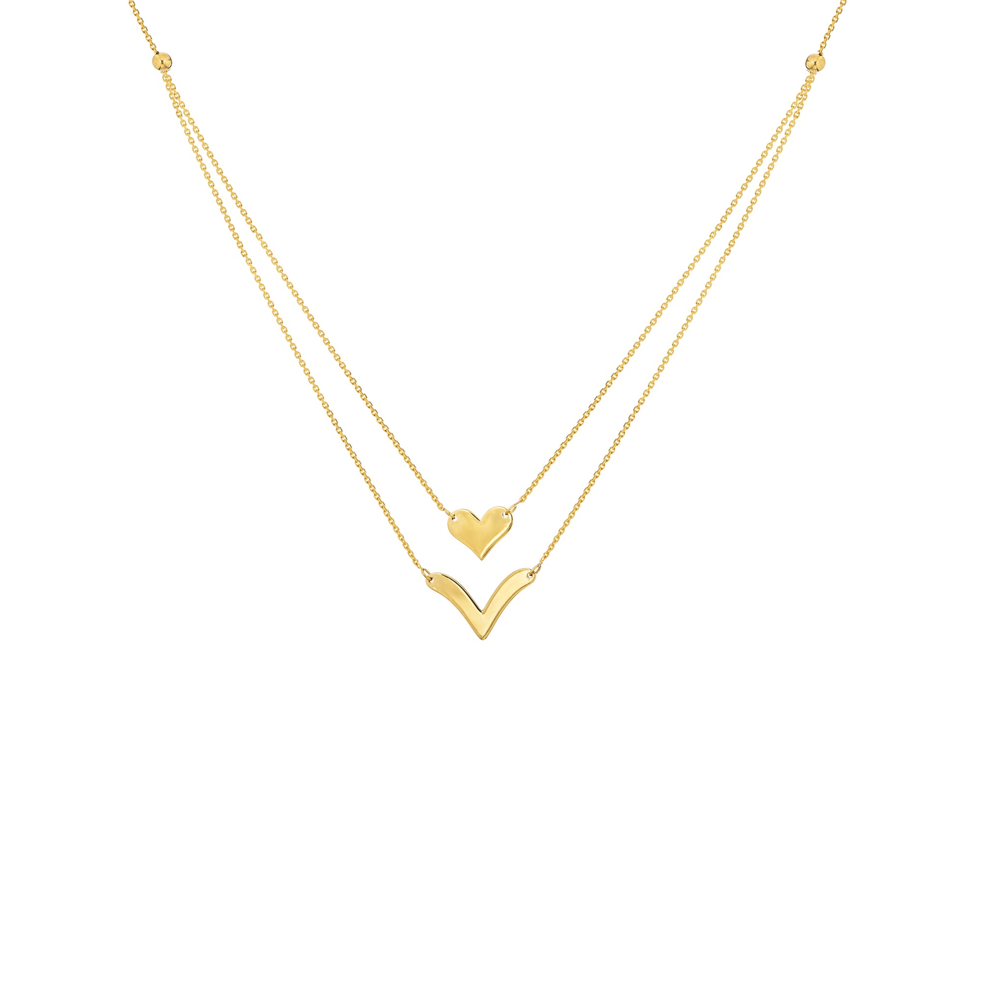 Duo Heart and "V" Necklace - Michael E. Minden Diamond Jewelers
