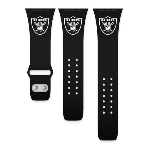Nfl Las Vegas Raiders Apple Watch Compatible Leather Band 42/44/45mm -  Black : Target