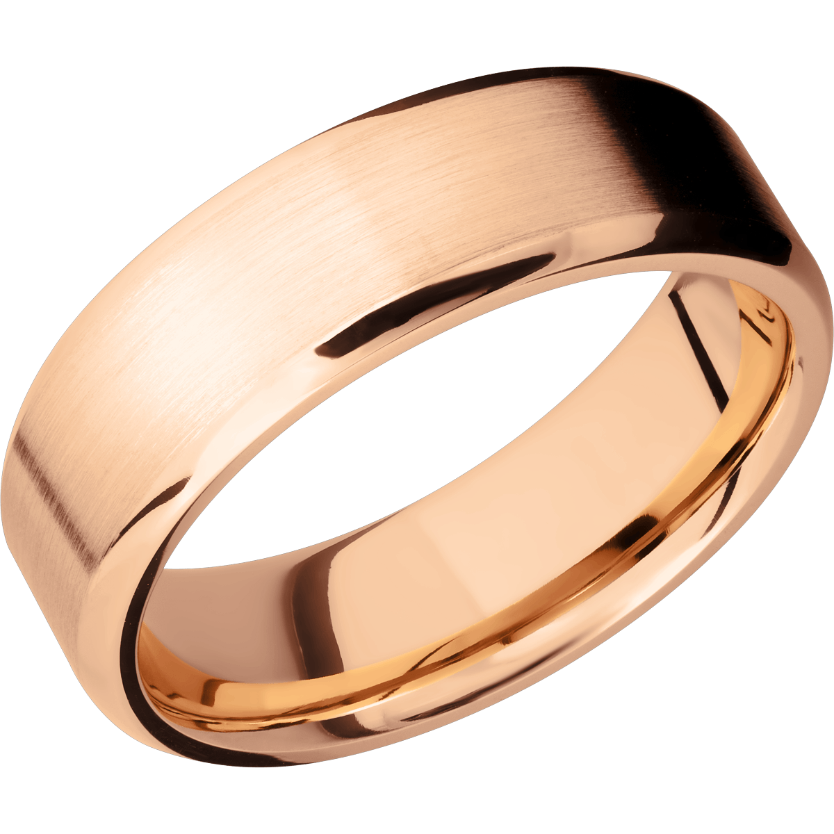 Mens Wedding Ring White Gold Flat Wedding Band Plain Matte Finish Ring 14K Rose Gold / 10.5