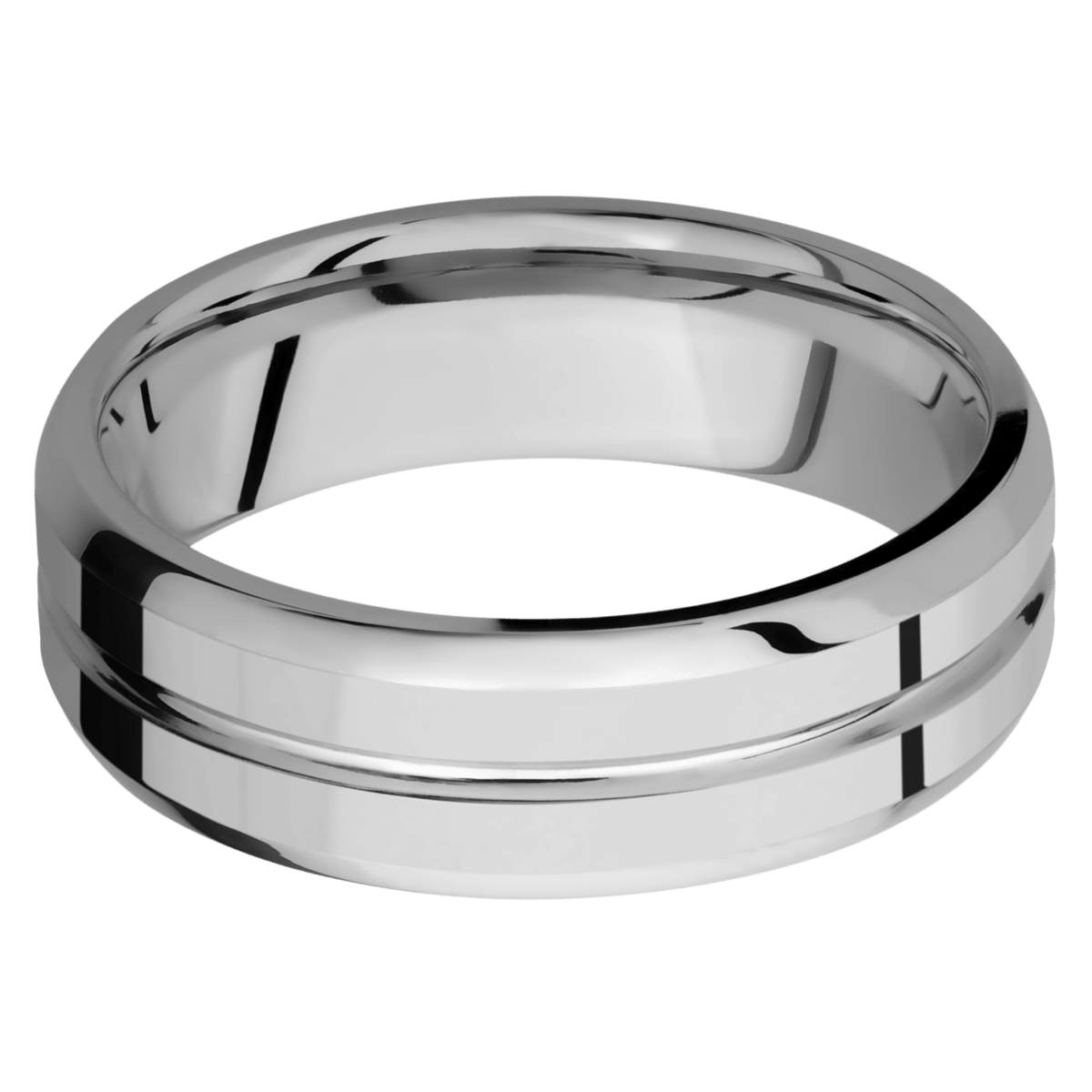Titanium Men's Wedding Ring with Beveled Center Accent - Michael E. Minden Diamond Jewelers
