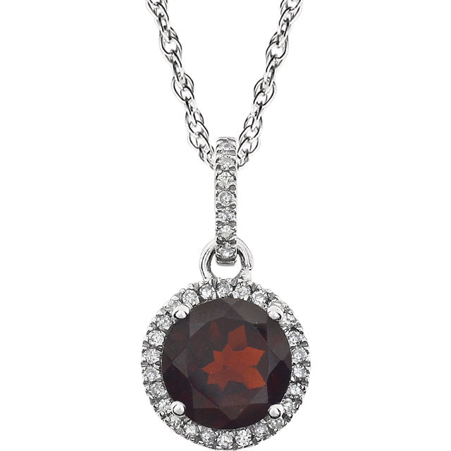 Petite Diamond Halo Birthstone Necklace - Michael E. Minden Diamond Jewelers