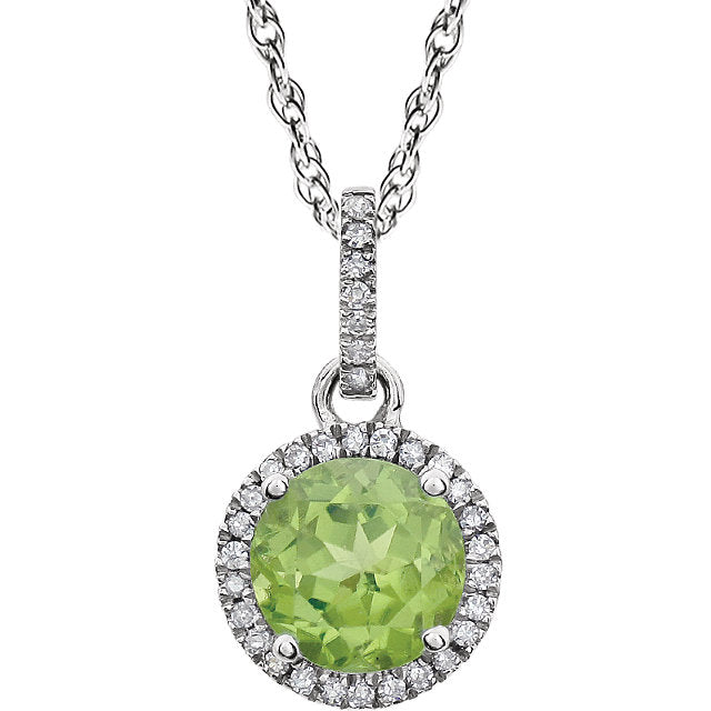 Petite Diamond Halo Birthstone Necklace - Michael E. Minden Diamond Jewelers