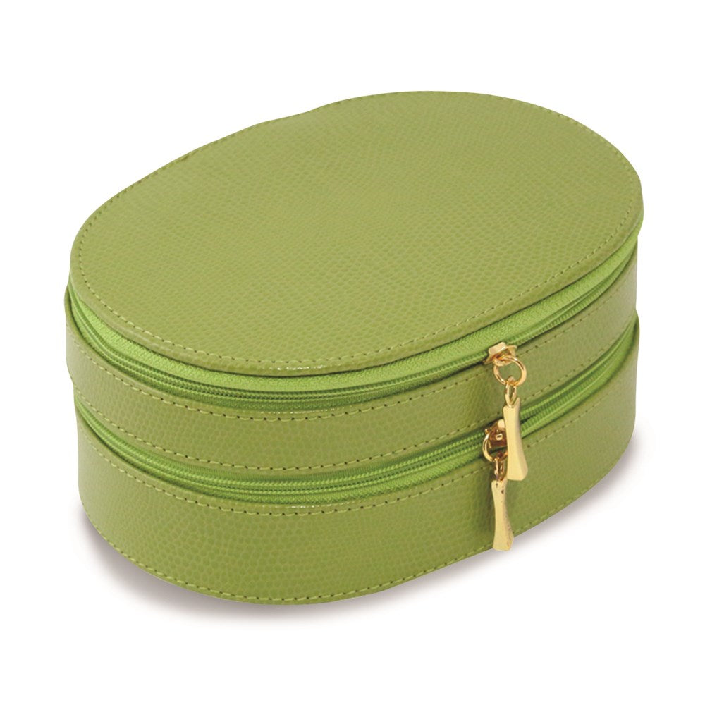 Lime Green Leather Double Zipper Jewelry Case - Michael E. Minden Diamond Jewelers