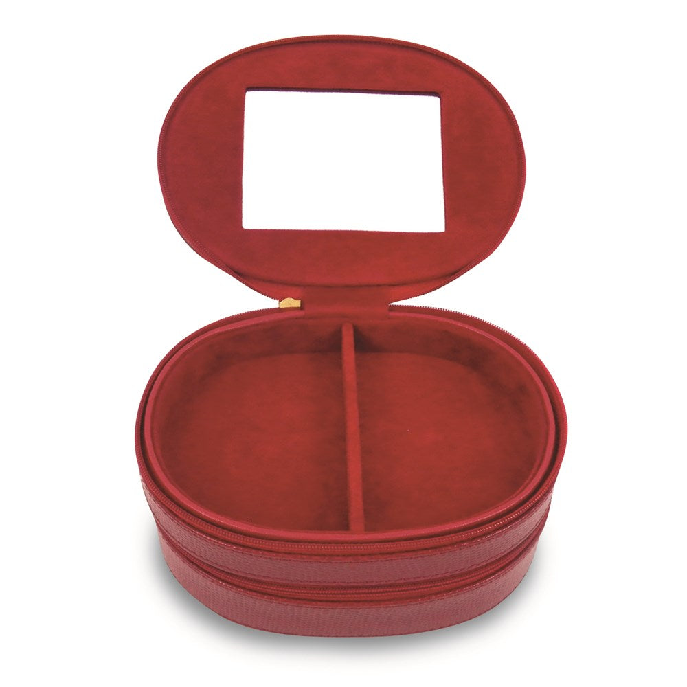 Red Leather Double Zipper Jewelry Case - Michael E. Minden Diamond Jewelers