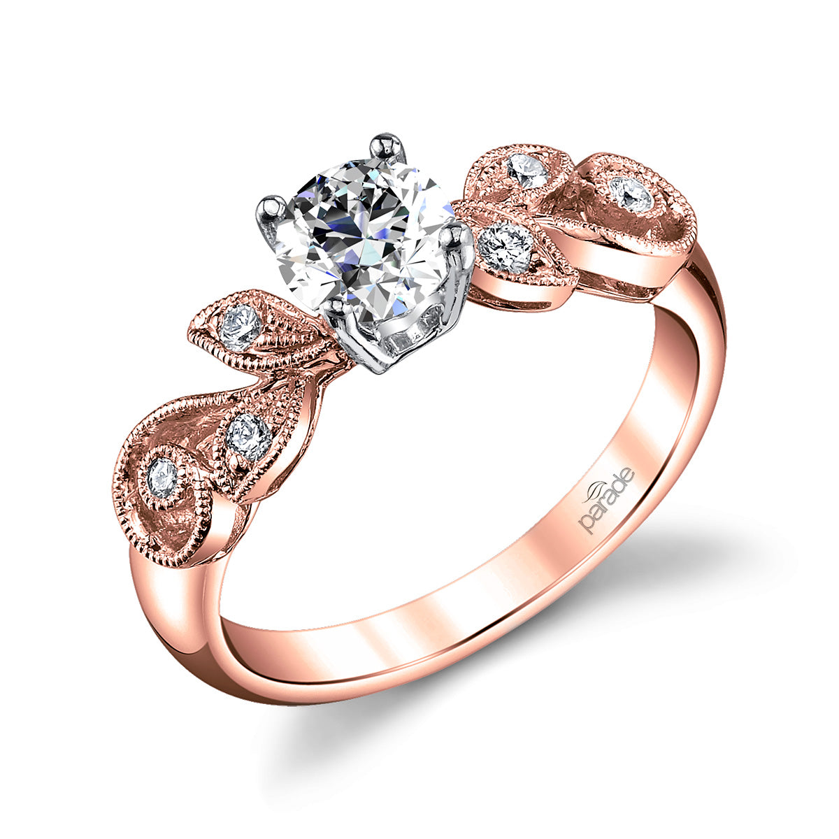 Round Cut Leaf Inspired Engagement Ring - Michael E. Minden Diamond Jewelers