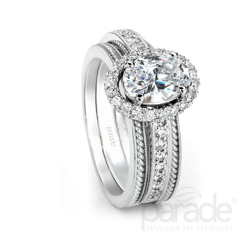 Oval Halo Twisted Rope Engagement Ring - Michael E. Minden Diamond Jewelers