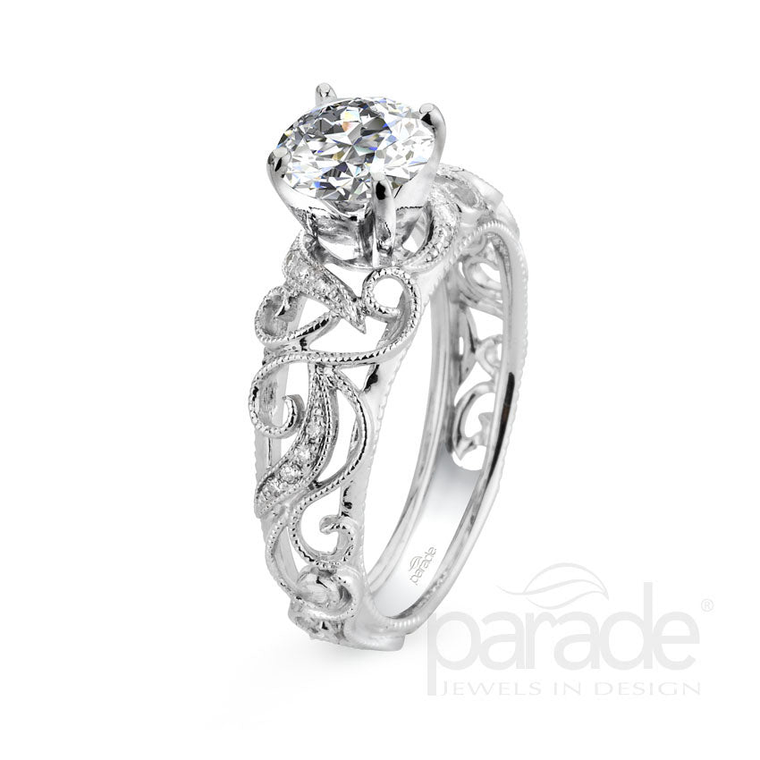Round Swirl Detail Engagement Ring - Michael E. Minden Diamond Jewelers