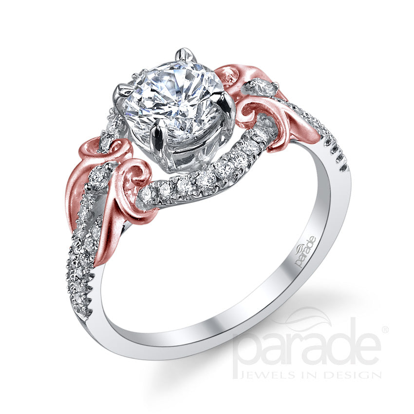 Round Vine Wrapped Halo Engagement Ring - Michael E. Minden Diamond Jewelers