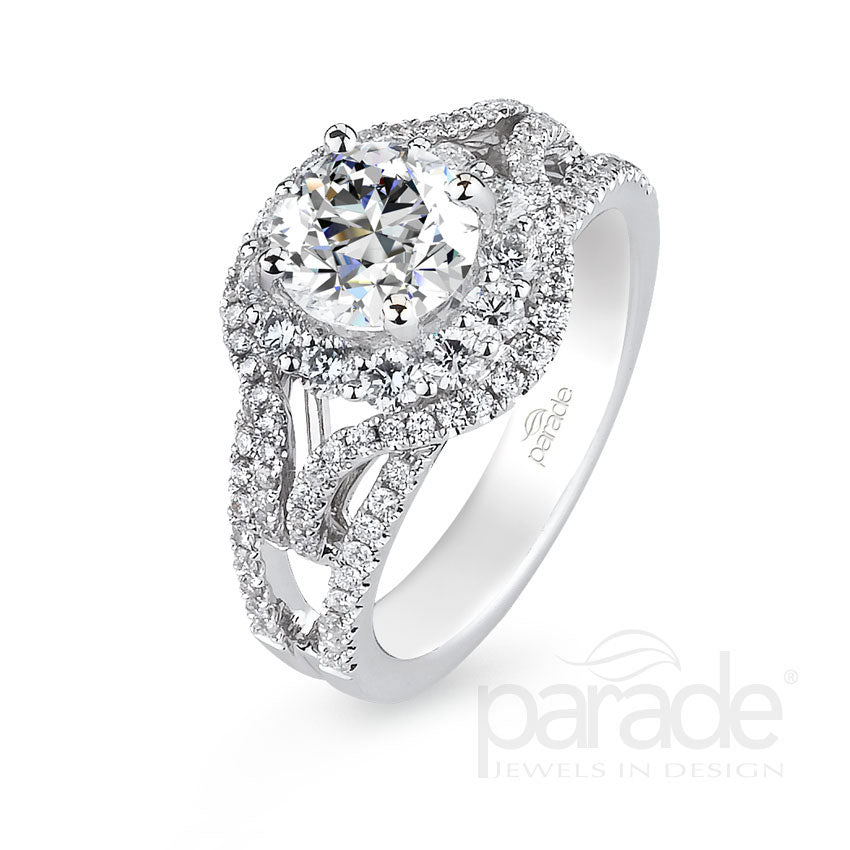 Round Double Wrapped Halo Engagement Ring - Michael E. Minden Diamond Jewelers