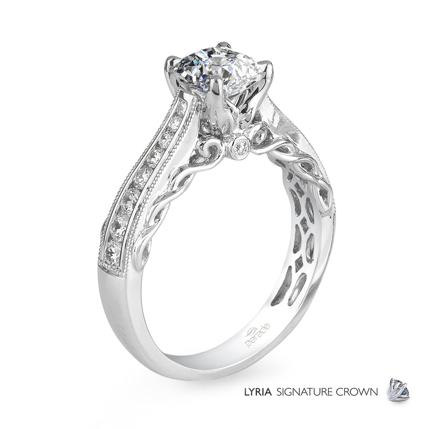 Channel Set UnderGallery Swirl Detail Engagement Ring - Michael E. Minden Diamond Jewelers