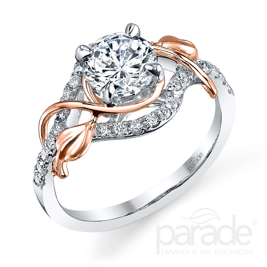 Two-Tone Leaf Wrapped Engagement Ring - Michael E. Minden Diamond Jewelers