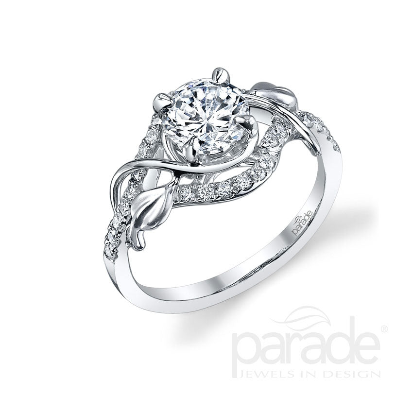 Round Cut Leaf Wrapped Engagement Ring - Michael E. Minden Diamond Jewelers