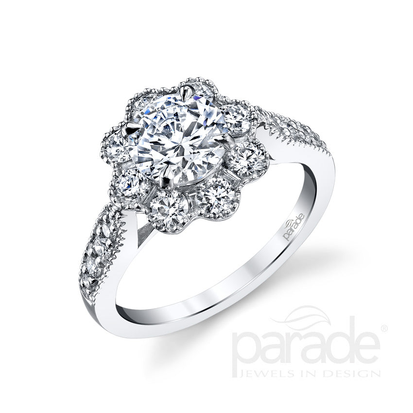 Round Cut Blooming Halo Engagement Ring - Michael E. Minden Diamond Jewelers