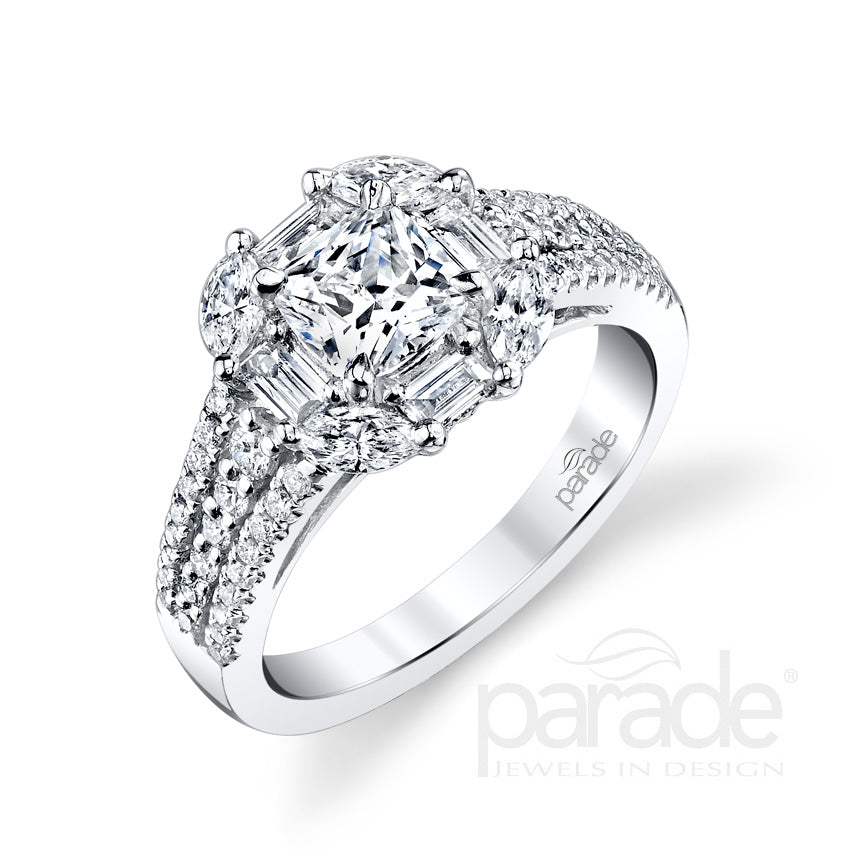 Unique Multi-Shape Halo Engagement Ring - Michael E. Minden Diamond Jewelers