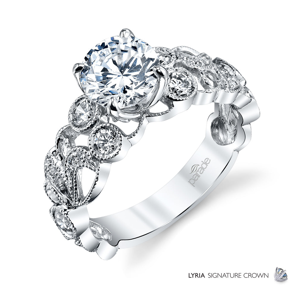 Round Cut Circular Detail Engagement Ring - Michael E. Minden Diamond Jewelers