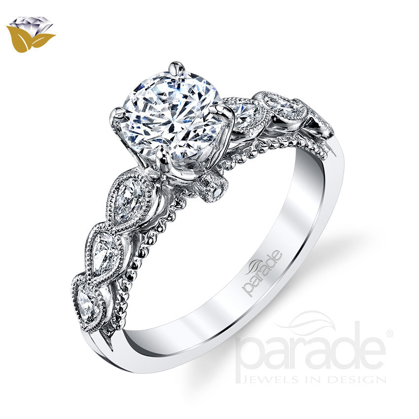 Round Milgrain Detail UnderGallery Engagement Ring - Michael E. Minden Diamond Jewelers