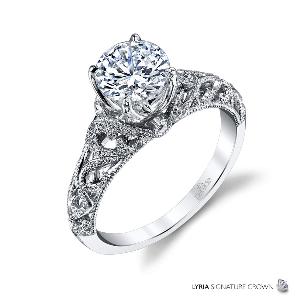 Lyria Wide-Set Intricate Detail Engagement Ring - Michael E. Minden Diamond Jewelers