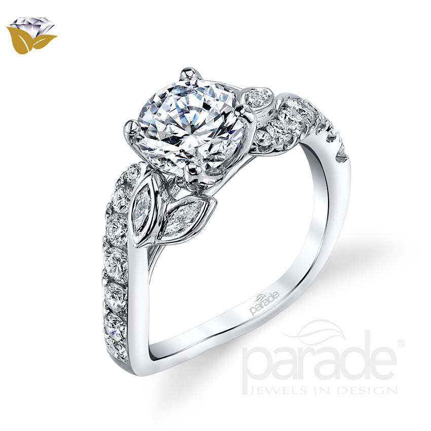 Nature Inspired Leaf Swirl Engagement Ring - Michael E. Minden Diamond Jewelers