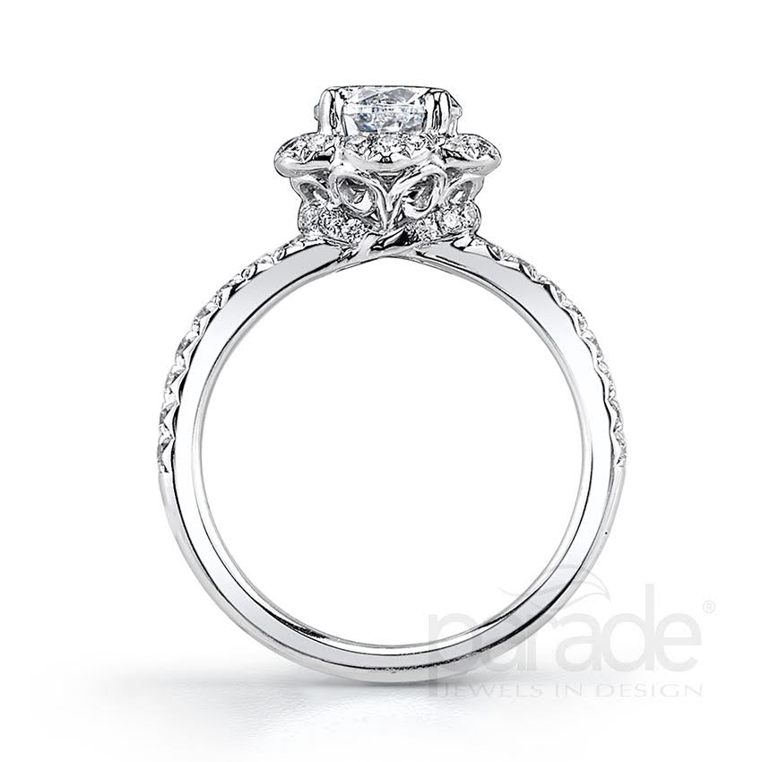 Floral Halo Engagement Ring - Michael E. Minden Diamond Jewelers