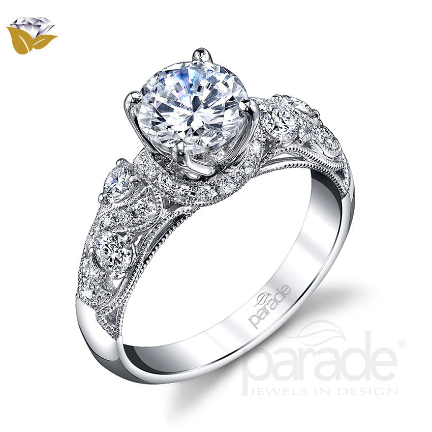 Round Cut Unique Wide Shank Engagement Ring - Michael E. Minden Diamond Jewelers
