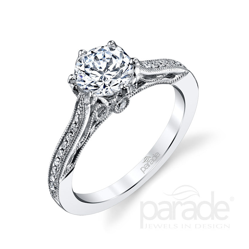 Round Cut Intricate Milgrain Detail Engagement Ring - Michael E. Minden Diamond Jewelers