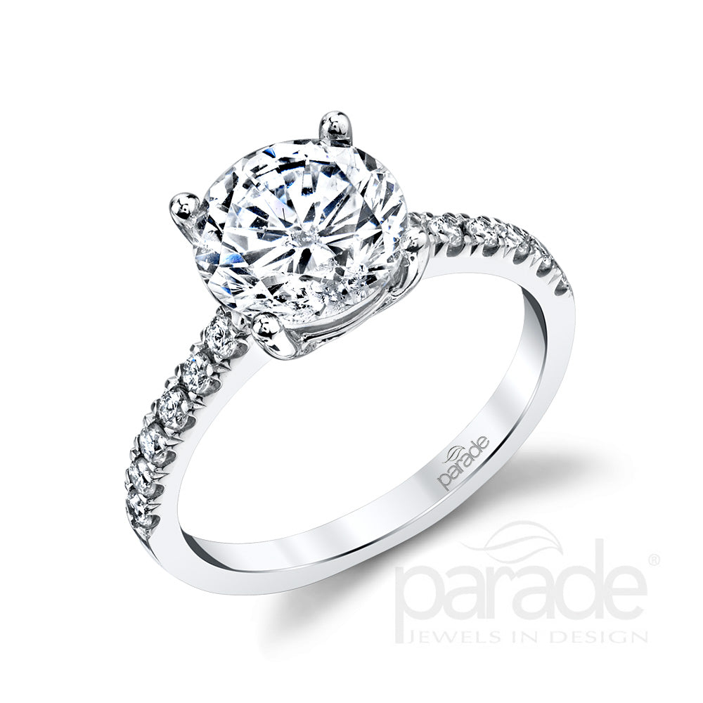 Classic Round Diamond Detail Engagement Ring - Michael E. Minden Diamond Jewelers