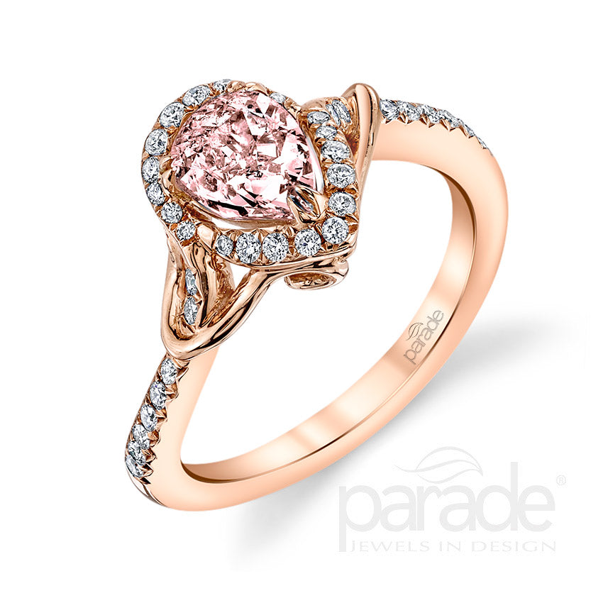 Pear Shape Fancy Pink Halo Engagement Ring - Michael E. Minden Diamond Jewelers