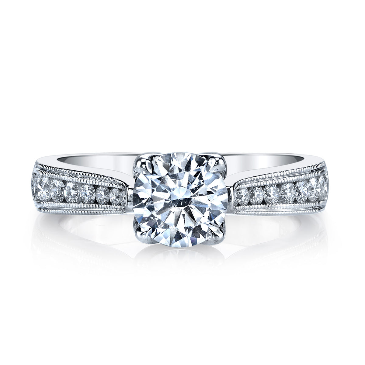 Round Cut Milgrain Detail Engagement Ring - Michael E. Minden Diamond Jewelers