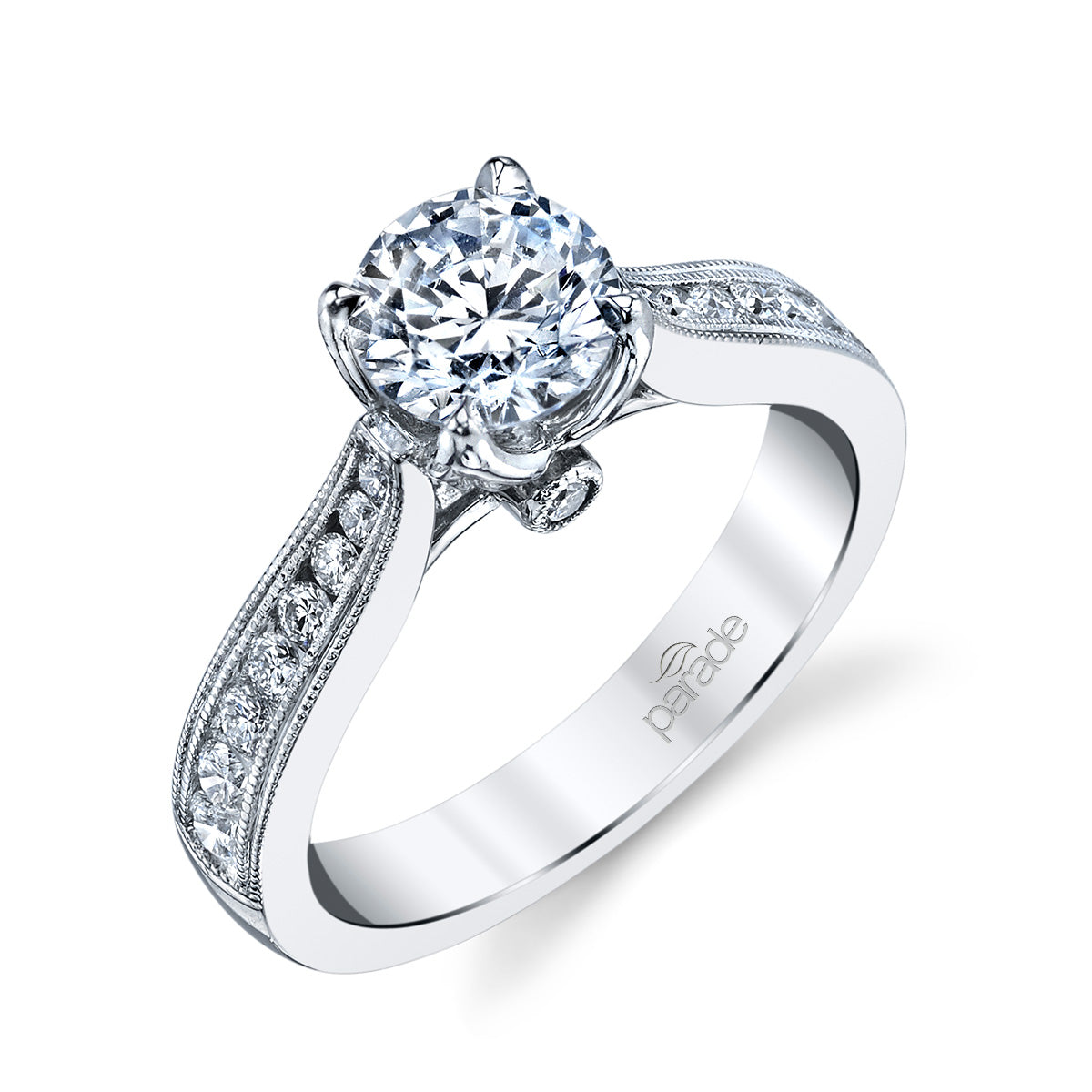 Round Cut Milgrain Detail Engagement Ring - Michael E. Minden Diamond Jewelers