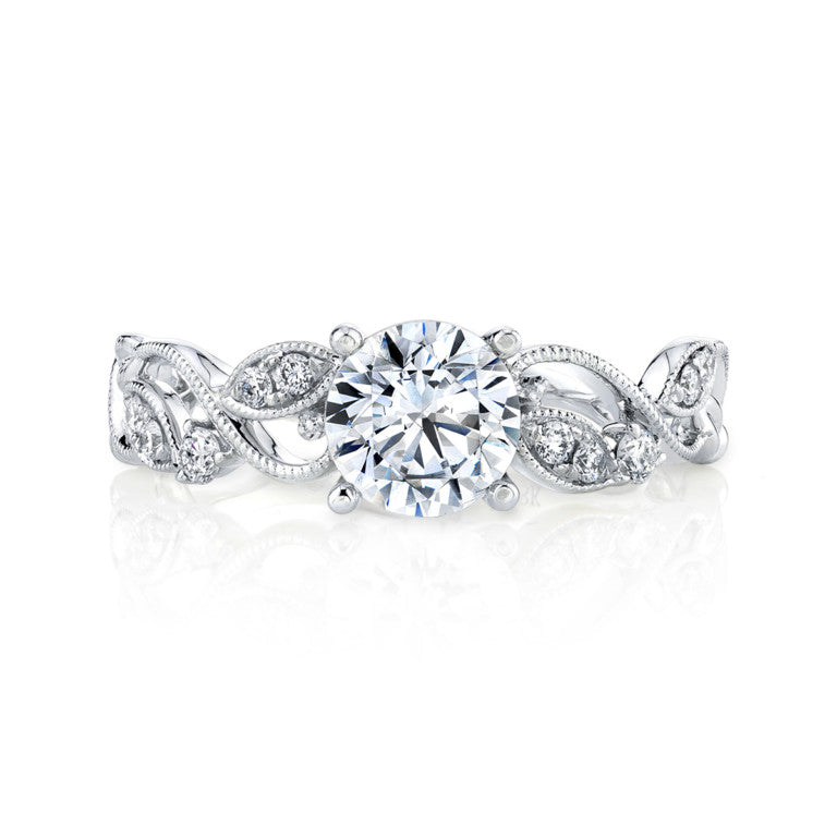 Diamond Lyria Leaves Engagement Ring - Michael E. Minden Diamond Jewelers