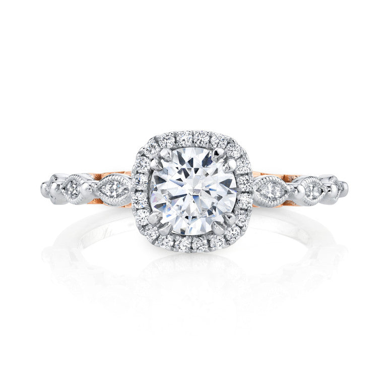 Round Halo Two-Tone Engagement Ring - Michael E. Minden Diamond Jewelers