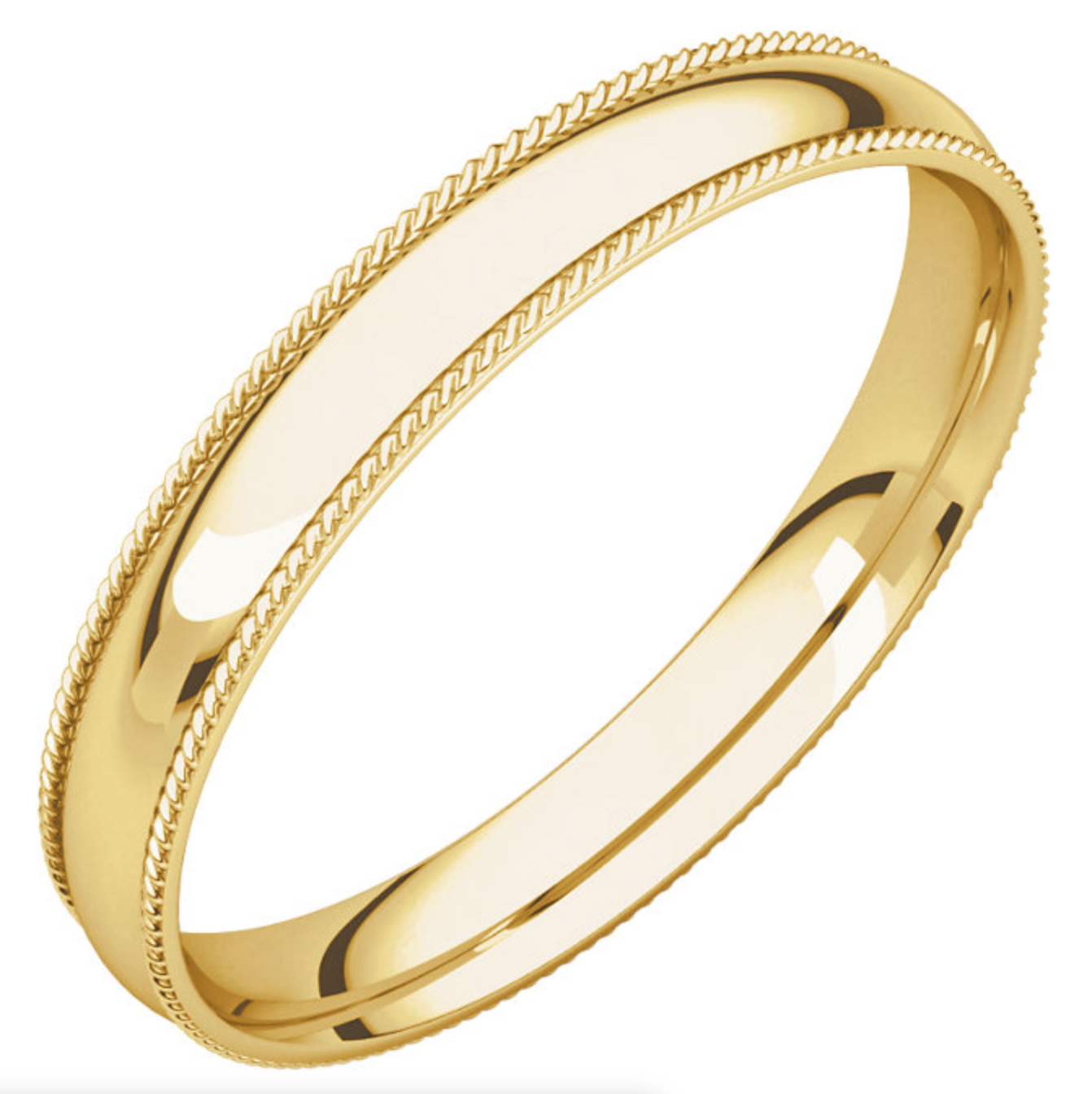 Classic Style Wedding Ring with Rope Edge Detail - Michael E. Minden Diamond Jewelers