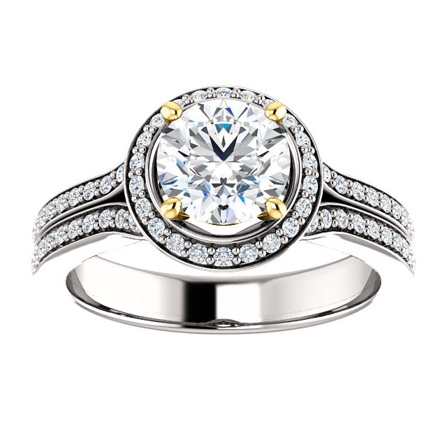 Round Cut Two-Tone Prong Engagement Ring - Michael E. Minden Diamond Jewelers
