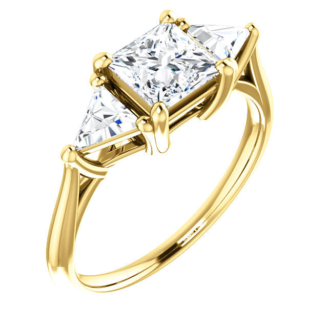 Square & Triangle Three-Stone Engagement Ring - Michael E. Minden Diamond Jewelers