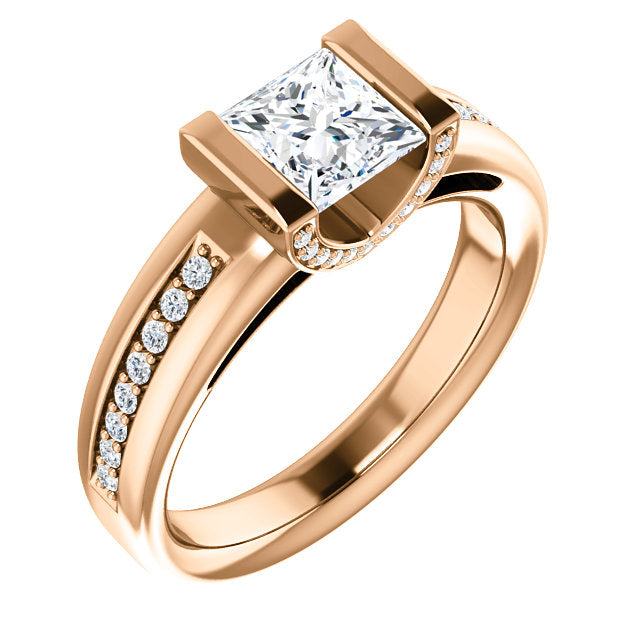 Bar Set Accented Square Engagement Ring - Michael E. Minden Diamond Jewelers
