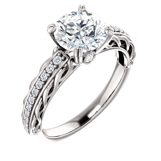 Round Twisted Diamond Detailed Engagement Ring - Michael E. Minden Diamond Jewelers