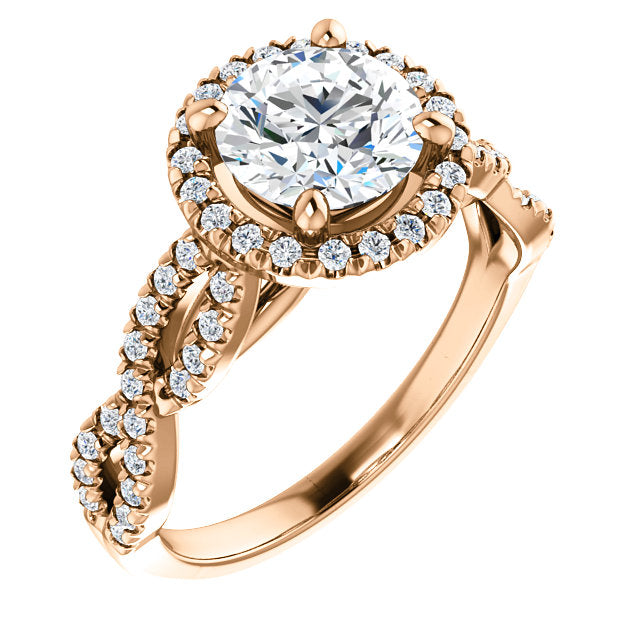 Round Halo Twisted Engagement Ring - Michael E. Minden Diamond Jewelers