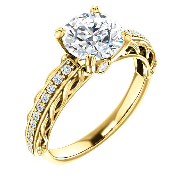 Round Twisted Diamond Detailed Engagement Ring - Michael E. Minden Diamond Jewelers