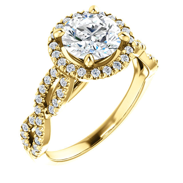 Round Halo Twisted Engagement Ring - Michael E. Minden Diamond Jewelers