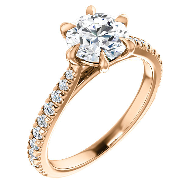 French Set Round Shape Engagement Ring - Michael E. Minden Diamond Jewelers