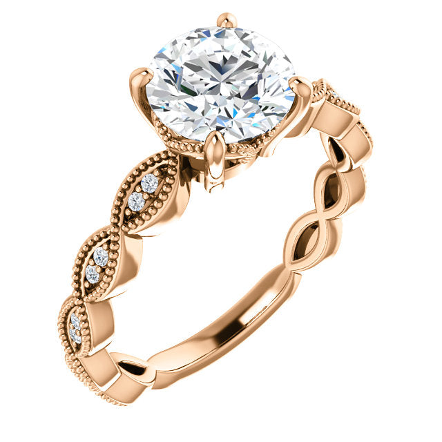 Round Twisted Texture Diamond Engagement Ring - Michael E. Minden Diamond Jewelers