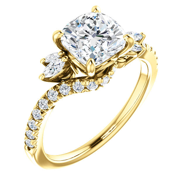 Accented Cushion Cut Engagement Ring - Michael E. Minden Diamond Jewelers