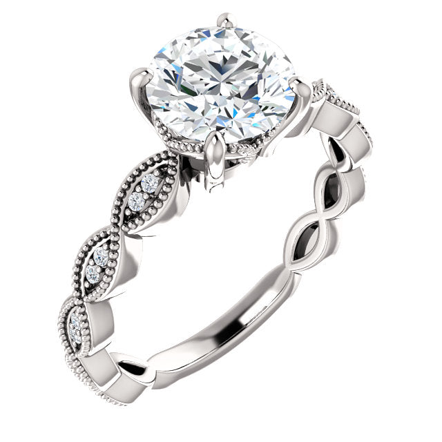 Round Twisted Texture Diamond Engagement Ring - Michael E. Minden Diamond Jewelers