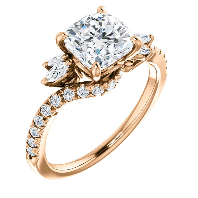 Accented Cushion Cut Engagement Ring - Michael E. Minden Diamond Jewelers