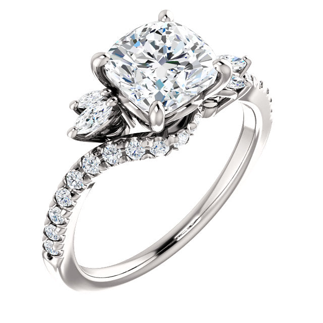 Accented Cushion Cut Engagement Ring - Michael E. Minden Diamond Jewelers