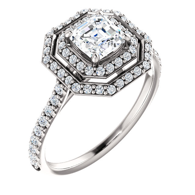 Asscher Cut Double Halo Engagement Ring - Michael E. Minden Diamond Jewelers