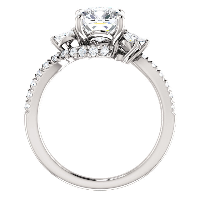 Accented Cushion Cut Engagement Ring - Michael E. Minden Diamond Jewelers