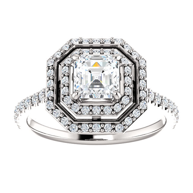 Asscher Cut Double Halo Engagement Ring - Michael E. Minden Diamond Jewelers